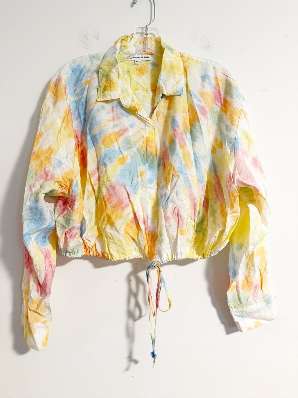 Young Fabulous & Broke Watercolor Pastel Tie Dye Cropped Blouse Top Medium